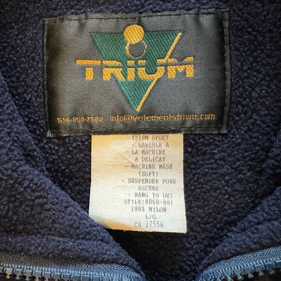Vintage 90s Trium Women's Outdoor Vest Montreal-Made Blue Zip-Up Contrast Trim - Picture 6 of 6